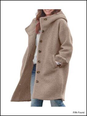 Women's Winter Wool Blend Pea Coat with Hood, Long Single Breasted Overcoat
